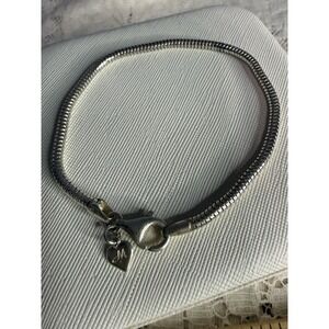 Vtg Michael Anthony 925 Sterling Silver Snake Chain Starter Charm Bracelet 8" MA